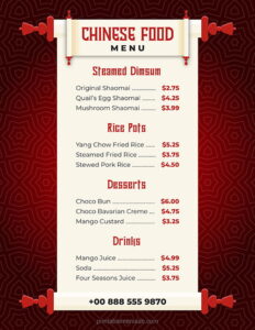 5+ Free Chinese Food Menu Design Templates for MS Word