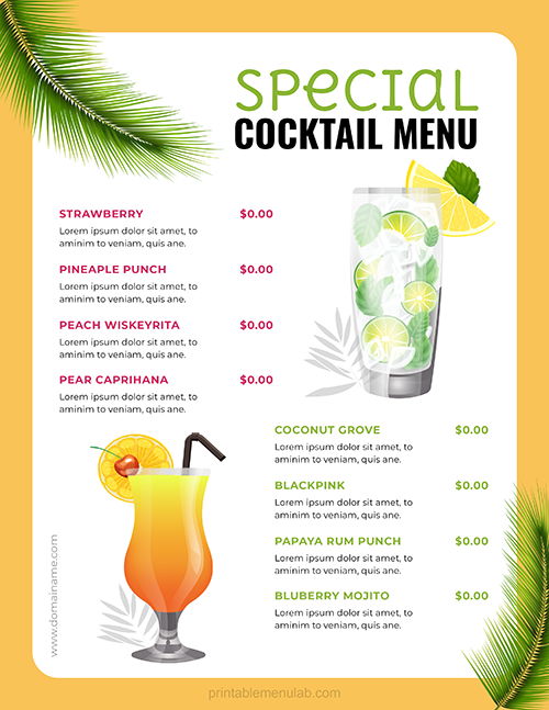 Cocktail Menu Templates