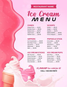 5+ Printable Free Modern Ice Cream Menu Templates - MS Word